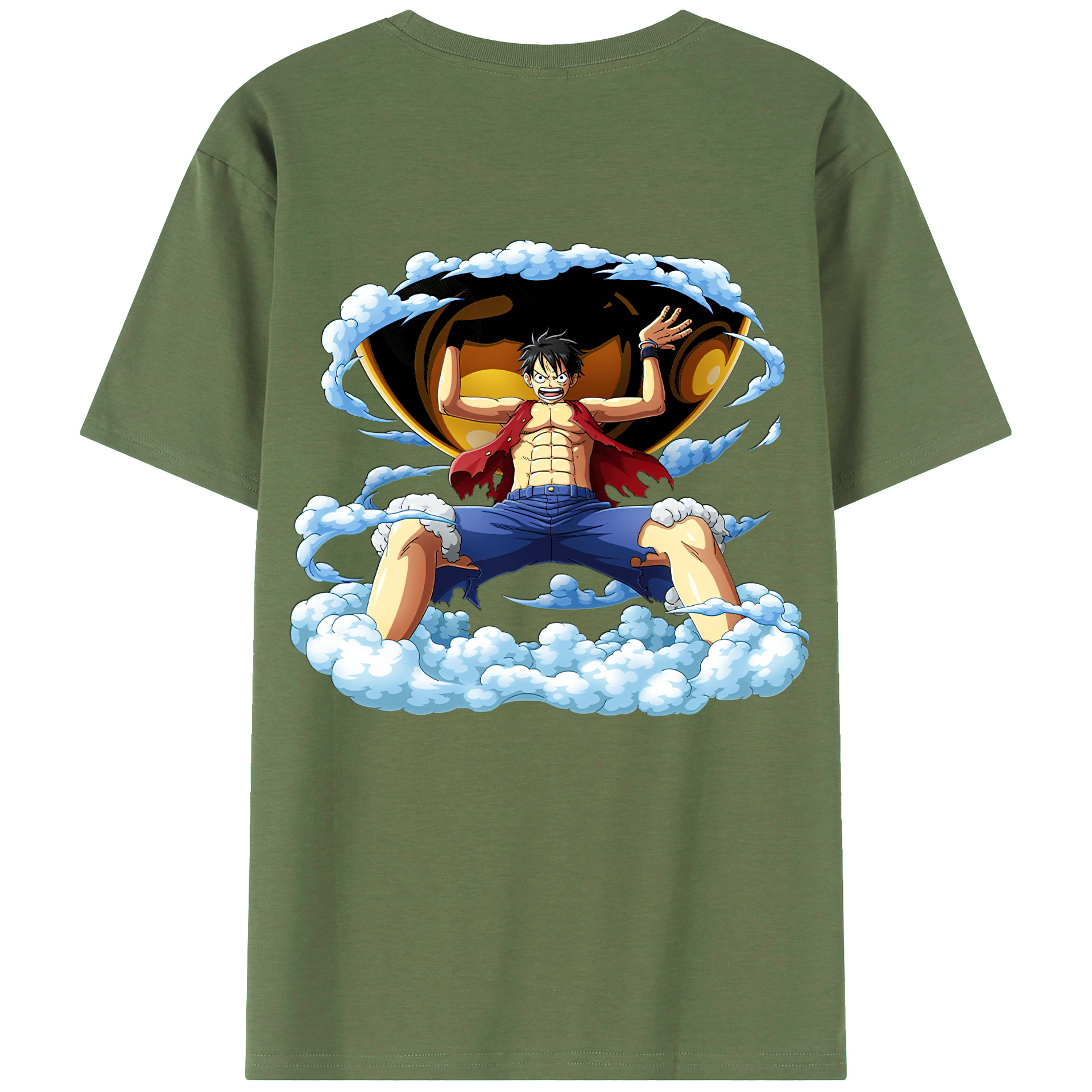 ワンピース モンキー・D・ルフィ ONE PIECE Monkey D. Luffy 綿100％ メンズ半袖Tシャツ（バックプリント） 通気性
